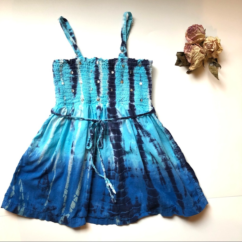 Justice Girls blue ombré sequin Smocked Top  -10 -